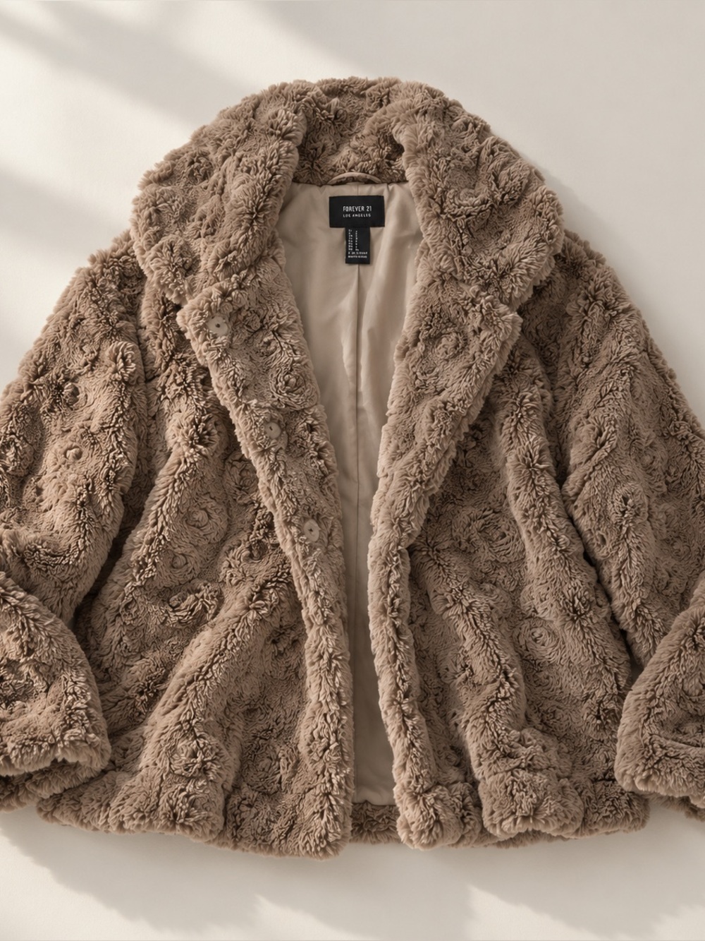 Forever 21 Brown Teddy Faux Fur Jacket – Size L